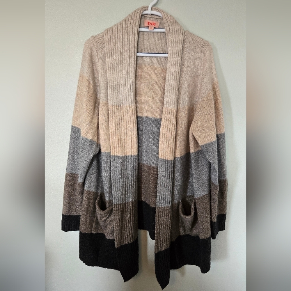 Evri Cream And Gray Striped Sweater Size 2X